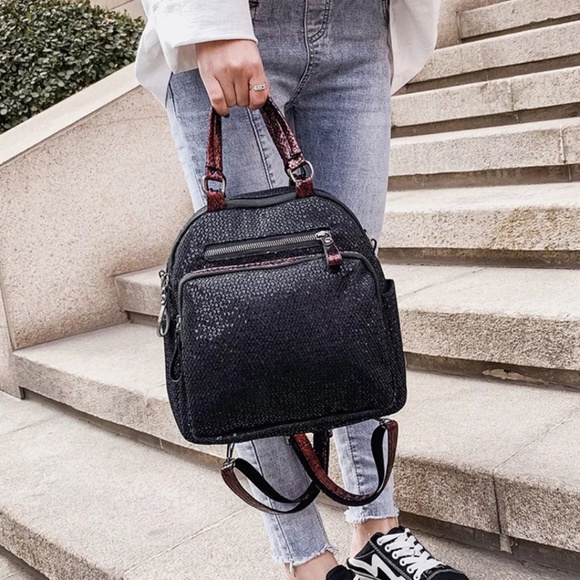 Sequin Mini Backpack Rucksack Purse - Picture 8 of 8